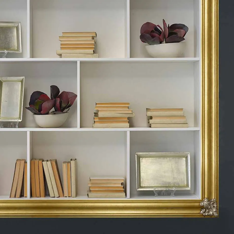 Kornizë plazma e murit në mur në dru ayus, bredh i bërë në Itali Giulio Viadurini