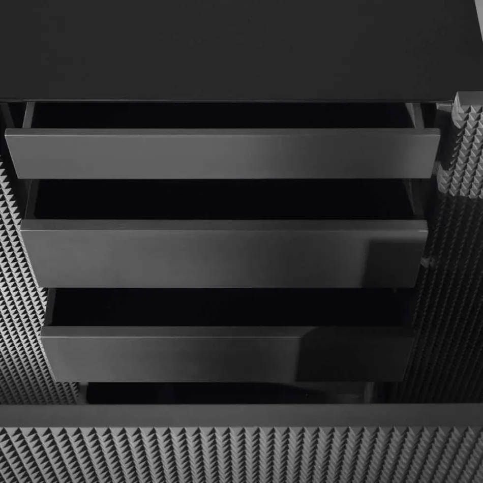 2 bufe ne ngjyre te zeze me 2 dyer dhe komodine e levizshme Flora Viadurini