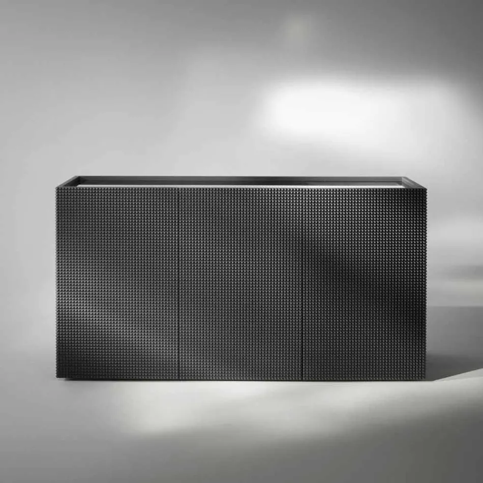 2 bufe ne ngjyre te zeze me 2 dyer dhe komodine e levizshme Flora Viadurini