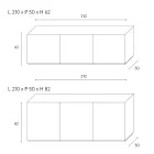 Bufe me 3 Dyer dhe 3 Rafte të Brendshme në Dru dhe MDF - Pesci Viadurini