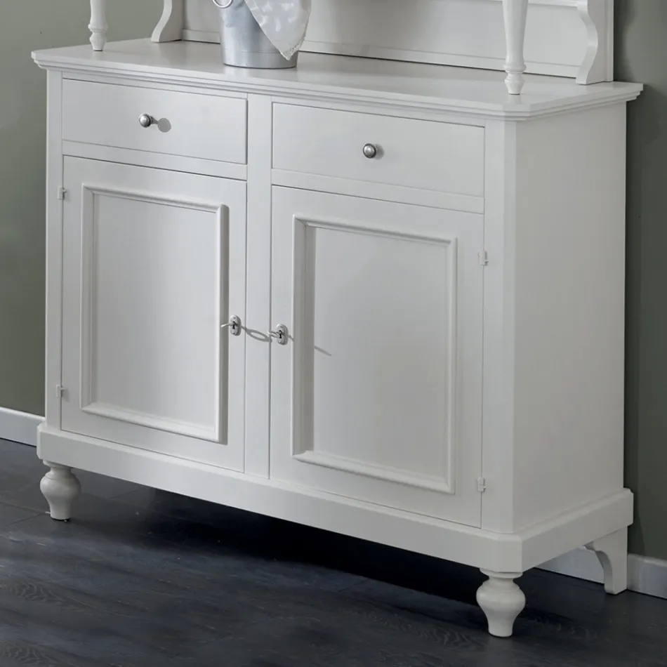 Tabela e lartë me dollap ekspozimi të dhomës së ndenjes prej druri Prodhuar në Itali - krunde Viadurini