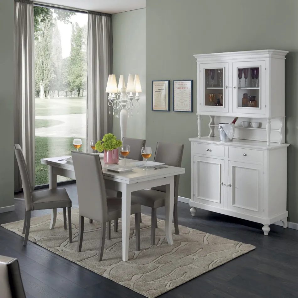 Tabela e lartë me dollap ekspozimi të dhomës së ndenjes prej druri Prodhuar në Itali - krunde Viadurini