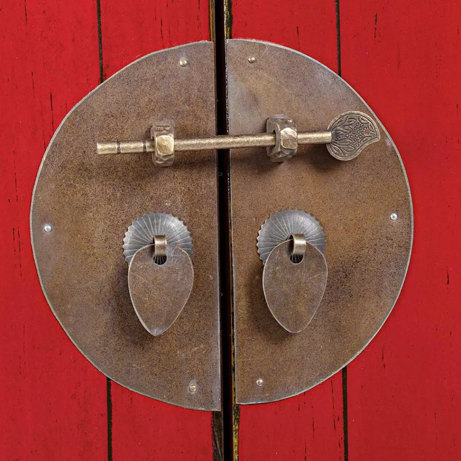 Komodinë e ulët vintage me 2 dyer në Homemotion nga druri Elm i Kuq - Konan Viadurini