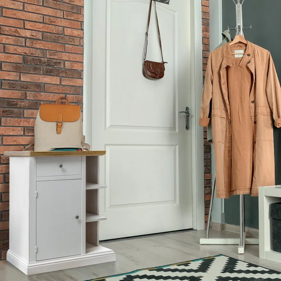 Tabela bufe me 1 derë, 1 sirtar dhe 3 ndarje të hapura Made in Italy - Hoder Viadurini