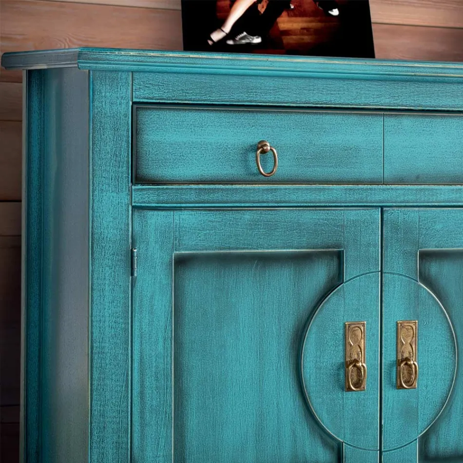 Tabela bufeje me 3 dyer dhe 3 sirtarë me dekorime të ndryshme Prodhuar në Itali - Ganesha Viadurini