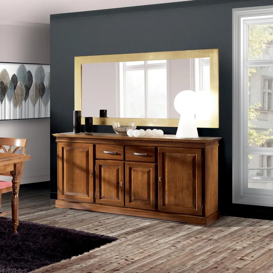 Komfesion me 4 Dyer dhe 2 Sirtarë në Bassano Wood Prodhuar në Itali - Tanit Viadurini