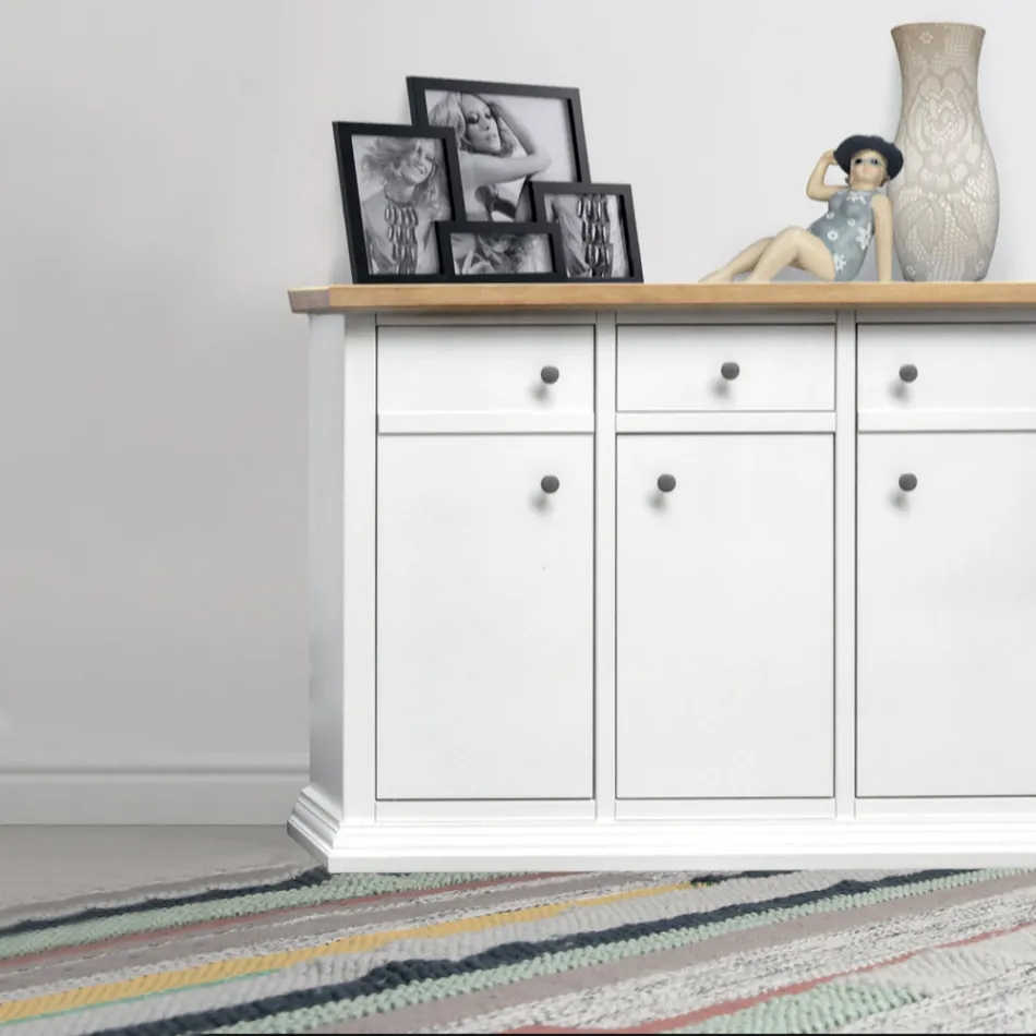 Tabela bufe me Strukturë në grimca druri të veshura me rimeso Prodhuar në Itali - Odino Viadurini