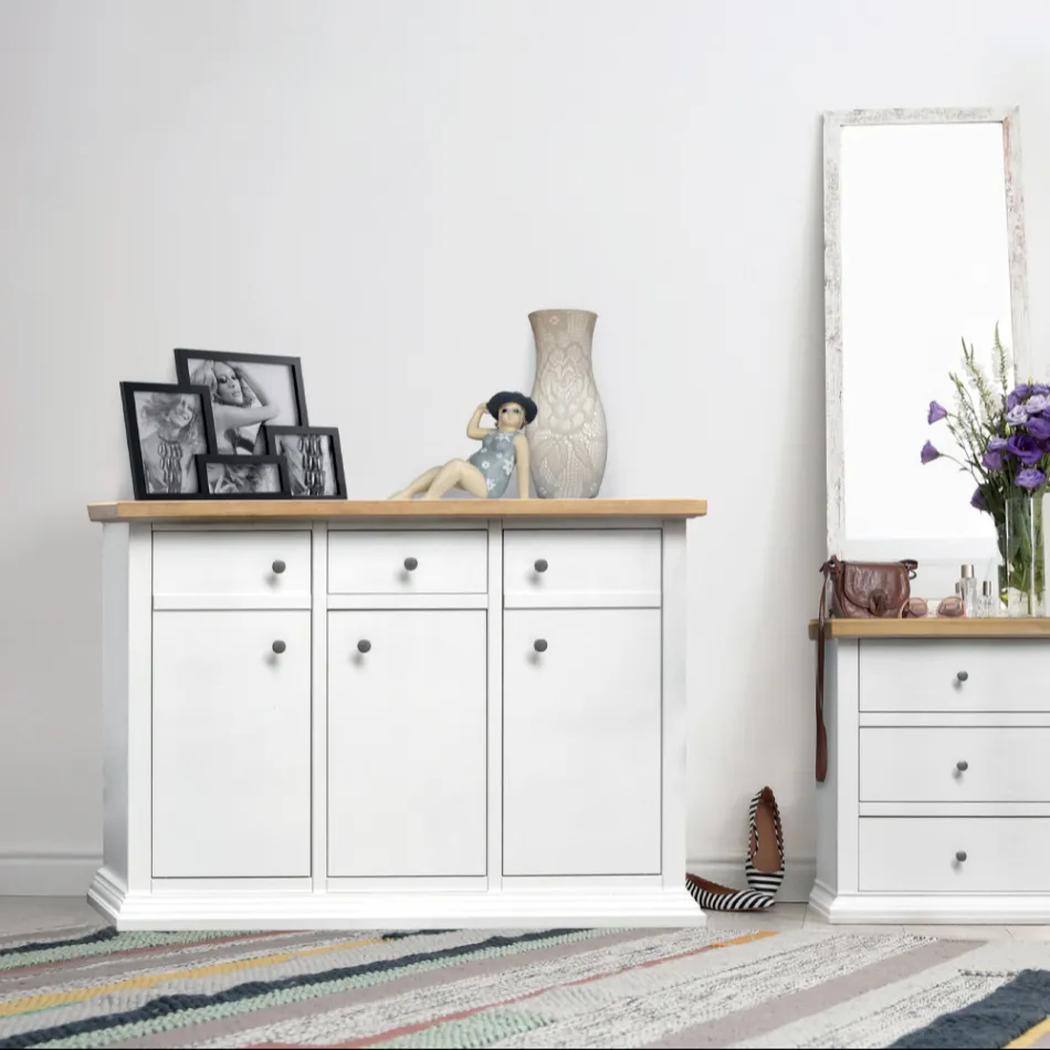 Tabela bufe me Strukturë në grimca druri të veshura me rimeso Prodhuar në Itali - Odino Viadurini