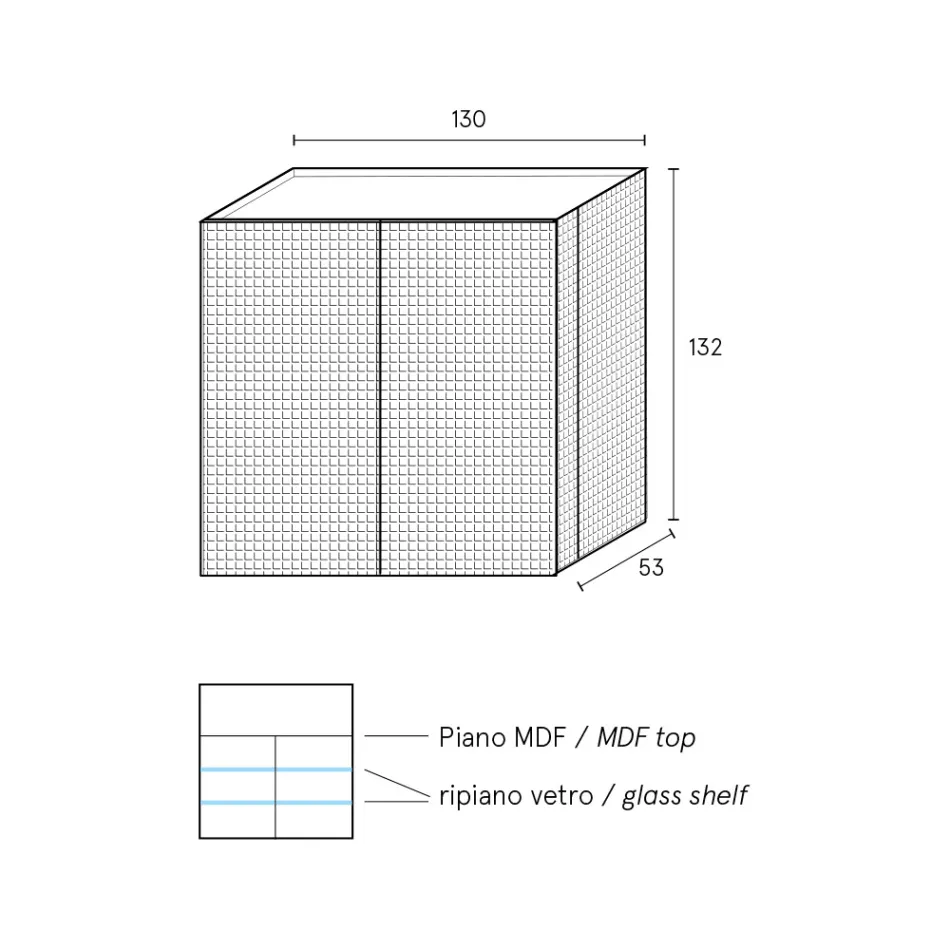 Bufe për Dhomë Ndenjeje me 2 Dyer me Ngjyrë Diamanti, Prodhuar në Itali - Sagittario Viadurini