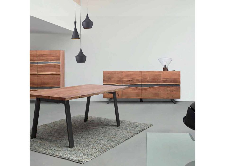 Dërrasë anësore në dru dhe çelik i pikturuar me dizajn modern Homemotion - Silvia Viadurini