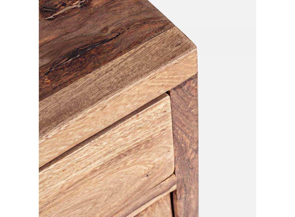 Dërrasë anësore në dru të përfunduar natyror me dyer dhe sirtarë Homemotion - Ventador Viadurini