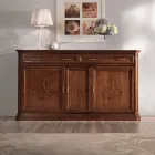 Tavolina bufeje me dru arre te patinuar me dekorim zambak Made in Italy - Qershi Viadurini