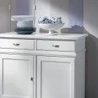 Tabela në dru të bardhë me llak me 2 dyer dhe 2 sirtarë Prodhuar në Itali - Sogbo Viadurini