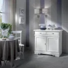 Tabela në dru të bardhë me llak me 2 dyer dhe 2 sirtarë Prodhuar në Itali - Sogbo Viadurini