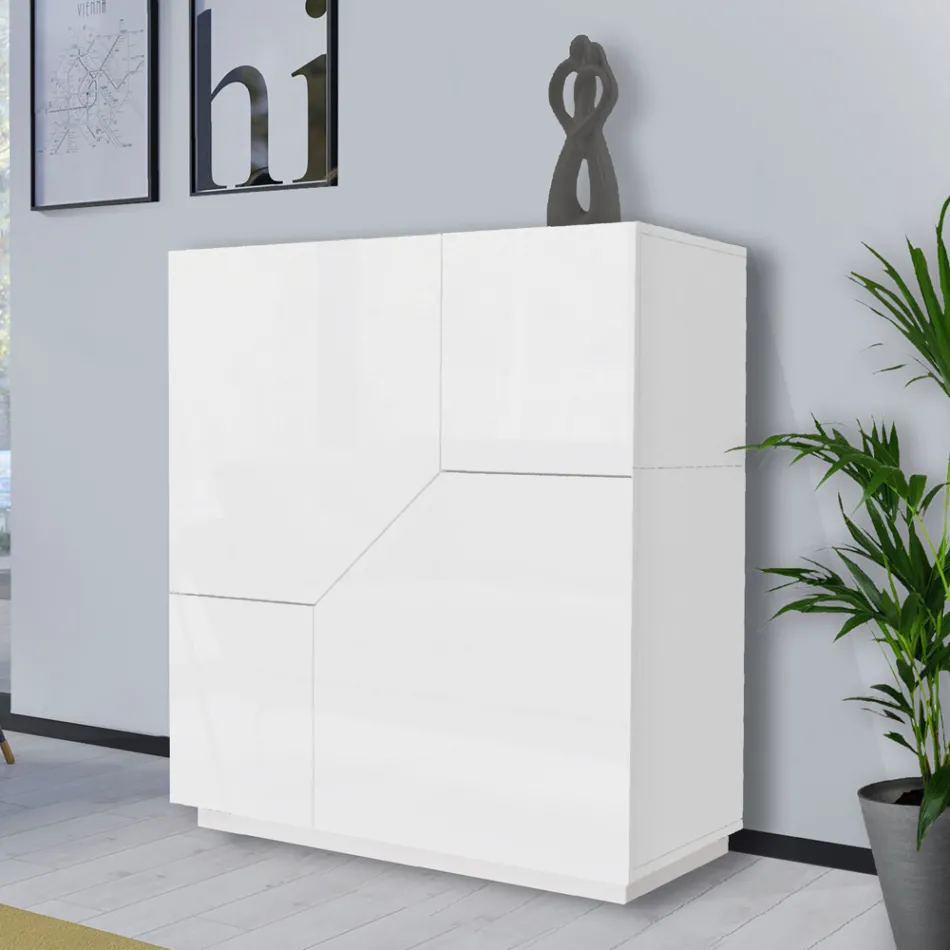 Bufe në dru melamine 3 dhoma dhe 2 rafte Prodhuar në Itali - Alyssa Viadurini