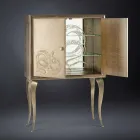 Stil anësor modern me 2 dyer në dru të ngurtë dhe lëkure aniline Joy Viadurini