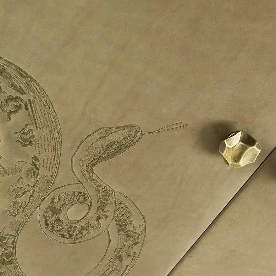 Stil anësor modern me 2 dyer në dru të ngurtë dhe lëkure aniline Joy Viadurini