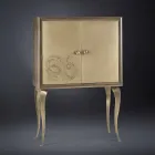 Stil anësor modern me 2 dyer në dru të ngurtë dhe lëkure aniline Joy Viadurini