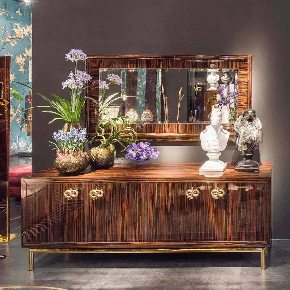 Stil anësor modern me 4 dyer në dru me shkëlqim me shkëlqim Ada 2 Viadurini