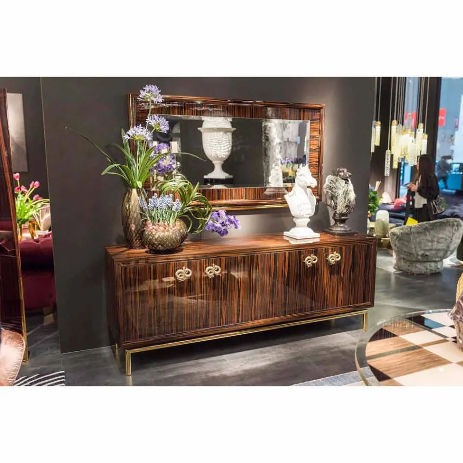 Stil anësor modern me 4 dyer në dru me shkëlqim me shkëlqim Ada 2 Viadurini