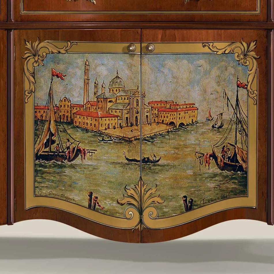 Kompleksi luksoz i dhomës së ndenjes në klasike të prodhuar në Itali, druri - Caligola Viadurini