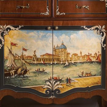 Bofoni i dhomës së ndenjes në dru me dekorim venecian Prodhuar në Itali - Ottaviano