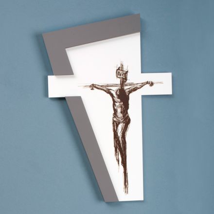 Kryq i bardhë dhe gri i bërë me gdhendje lazer Prodhuar në Itali - Egle Viadurini