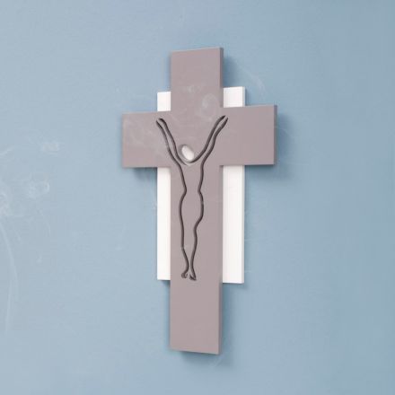 Kryq i bardhë dhe gri i bërë me gdhendje lazer Prodhuar në Itali - Nadia Viadurini