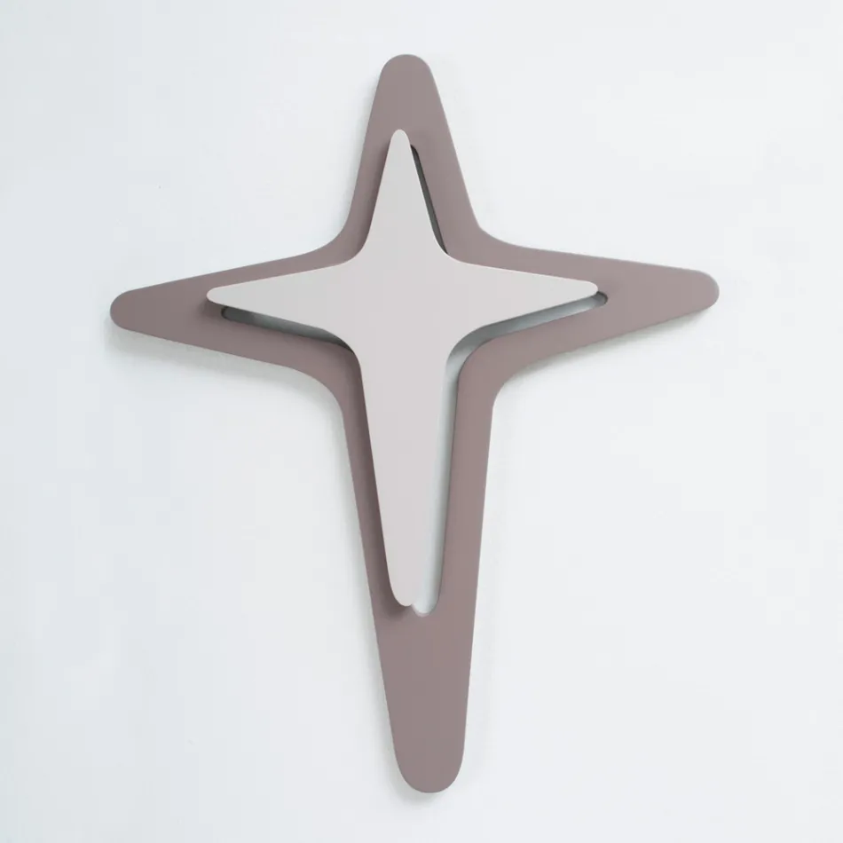 Kryq në ngjyrë kakao dhe zhavorr i bërë me gdhendje lazer Made in Italy - Diana Viadurini