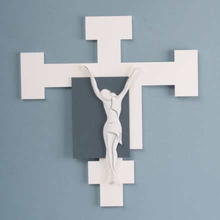 Kryq i bërë me gdhendje me lazer të bardhë dhe zhavorr Prodhuar në Itali - Evelina Viadurini
