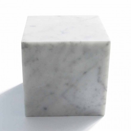 Design Cube Paperweight në mermer Saten White Carrara Made in Italy - Qubo Viadurini