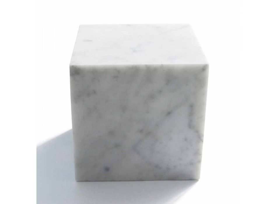 Design Cube Paperweight në mermer Saten White Carrara Made in Italy - Qubo
