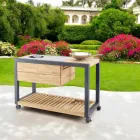 Kuzhinë e jashtme 140x65x93 cm E bërë nga dru tik dhe alumini - Convivial Viadurini