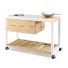 Kuzhinë e jashtme 140x65x93 cm E bërë nga dru tik dhe alumini - Convivial Viadurini