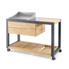 Kuzhinë e jashtme 140x65x93 cm E bërë nga dru tik dhe alumini - Convivial Viadurini