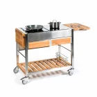 Kuzhina moderne e kopshtit në natyrë në rrota prej druri dhe çeliku - Buoncalliope Viadurini