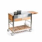 Kuzhina moderne e kopshtit në natyrë në rrota prej druri dhe çeliku - Buoncalliope Viadurini