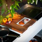 Kuzhina moderne në rrota për kopshtin e jashtëm në dru dhe çelik - Calliope Viadurini