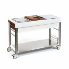 Kuzhina moderne në rrota për kopshtin e jashtëm në dru dhe çelik - Calliope Viadurini