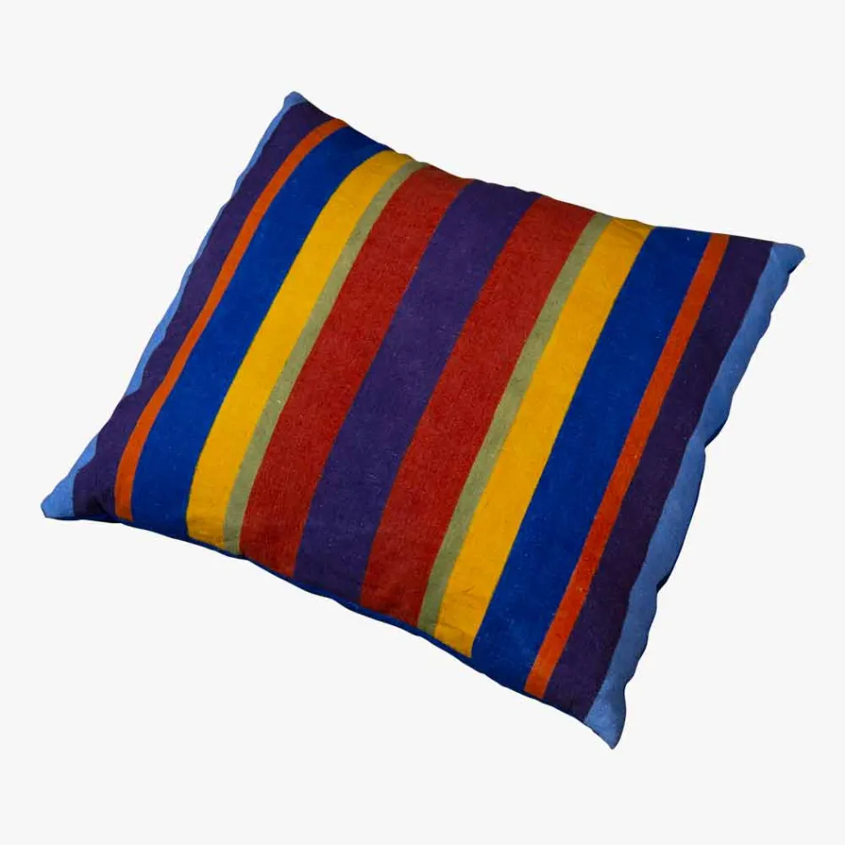 Jastëk i artit italian në kërp i pikturuar dhe copa unike e qepura me dorë Viadurini