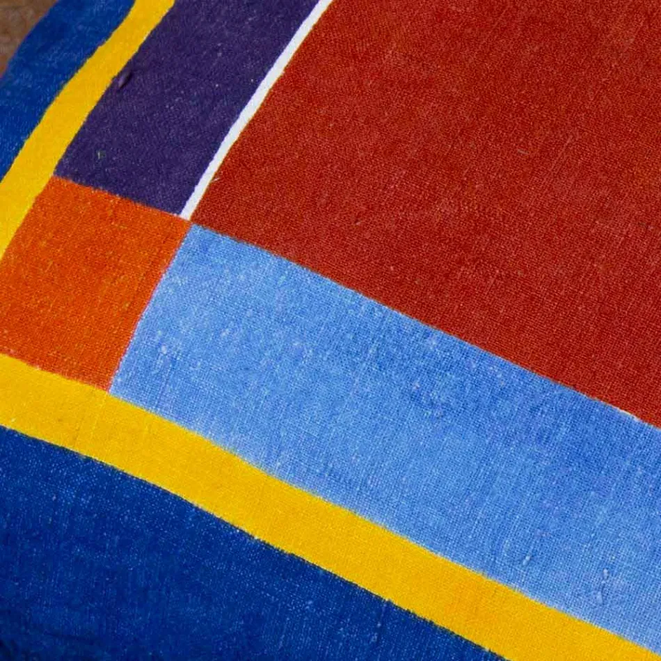 Jastëk i Artit Italian në Hemp pikturuar dhe Pije dorë Unique Pije - Markat Viadurini