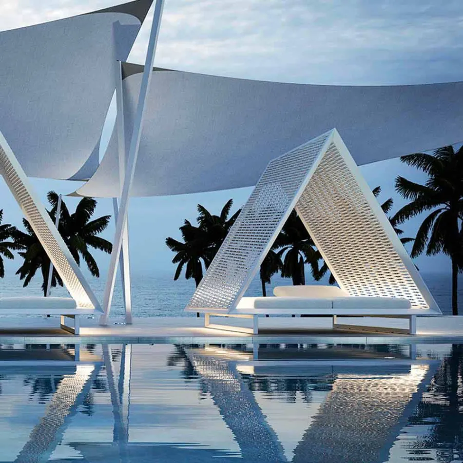 Kopsht luksoz me shtrat në alumin dhe pëlhurë - Frame Vineyard nga Vondom Viadurini