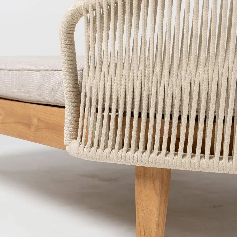 Divan Kopshti prej Druri Tiku, Alumini, Litari dhe Jastëku - Jacub Viadurini