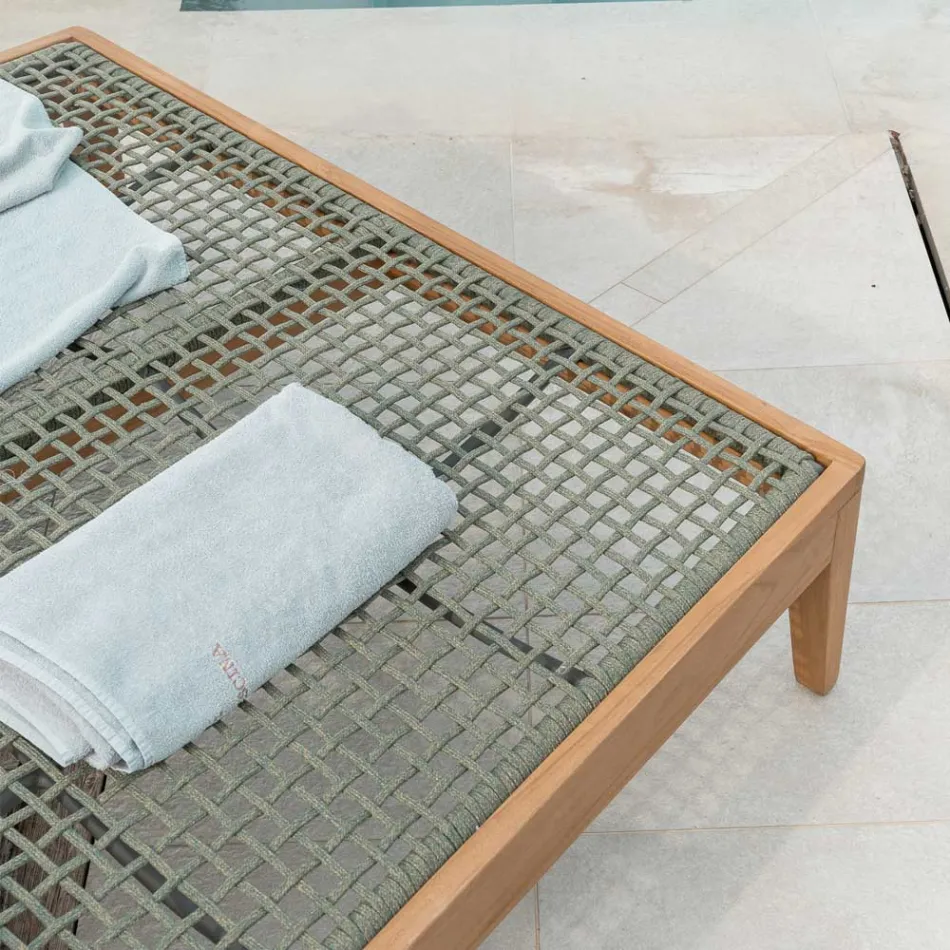 Divan Kopshti prej Druri Tiku, Alumini, Litari dhe Jastëku - Jacub Viadurini