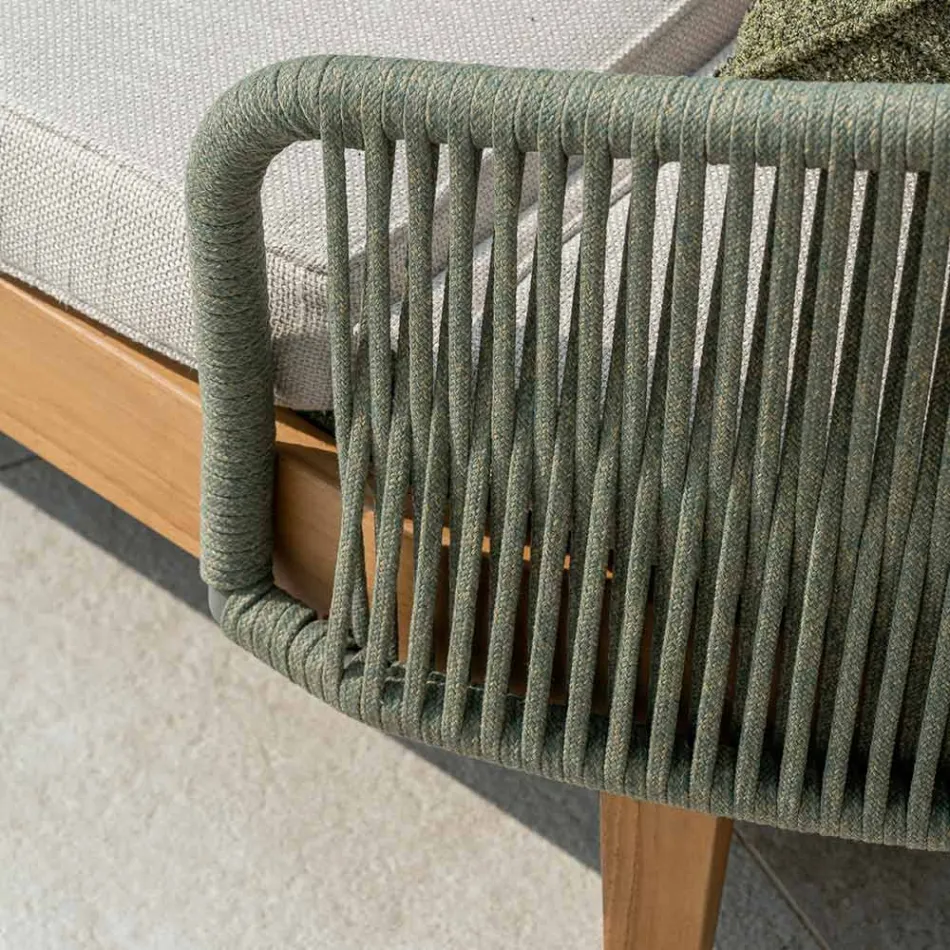 Divan Kopshti prej Druri Tiku, Alumini, Litari dhe Jastëku - Jacub Viadurini