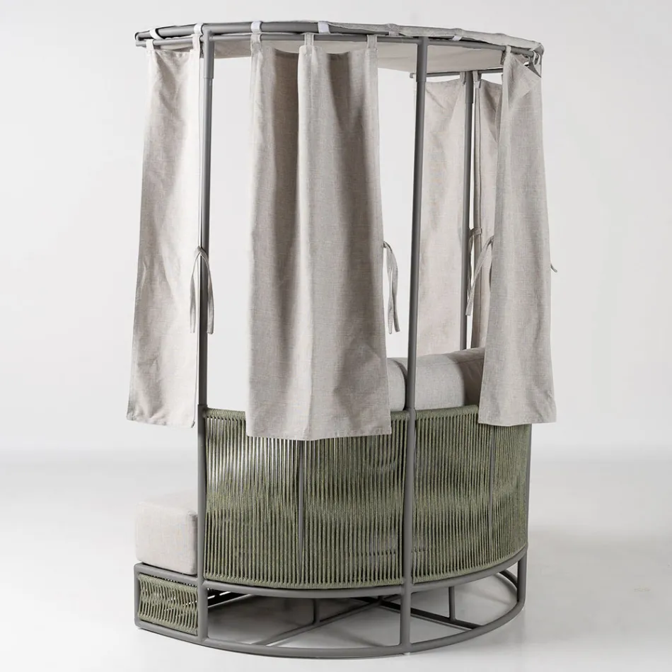 Divan Kopshti prej Tiku, Alumini, ROPE+ Litar me Jastëkë - Arcangelo Viadurini