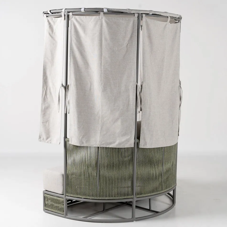 Divan Kopshti prej Tiku, Alumini, ROPE+ Litar me Jastëkë - Arcangelo Viadurini