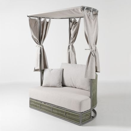 Divan Kopshti prej Tiku, Alumini, ROPE+ Litar me Jastëkë - Arcangelo Viadurini