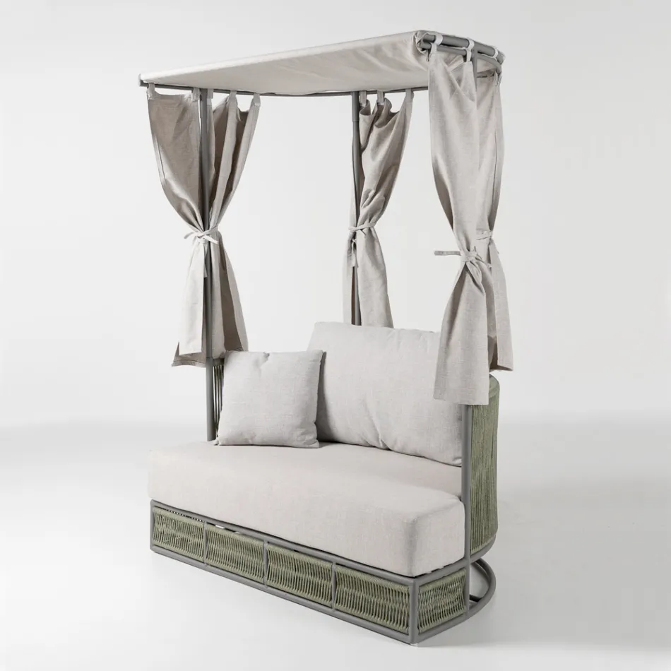 Divan Kopshti prej Tiku, Alumini, ROPE+ Litar me Jastëkë - Arcangelo Viadurini