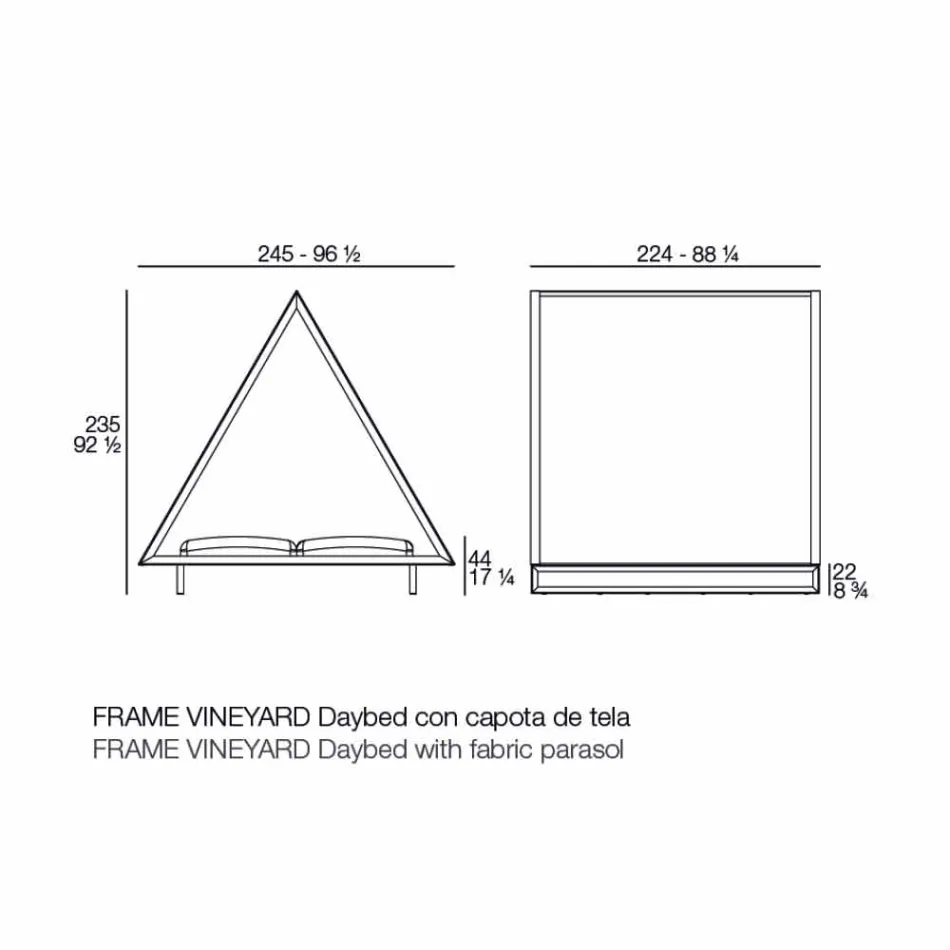 Shtretër në natyrë në pëlhurë alumini dhe luksoze - Vineyard Frame nga Vondom Viadurini